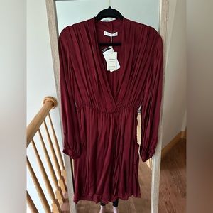 NWT MANGO Ruched Dress in Burgundy (S/4)